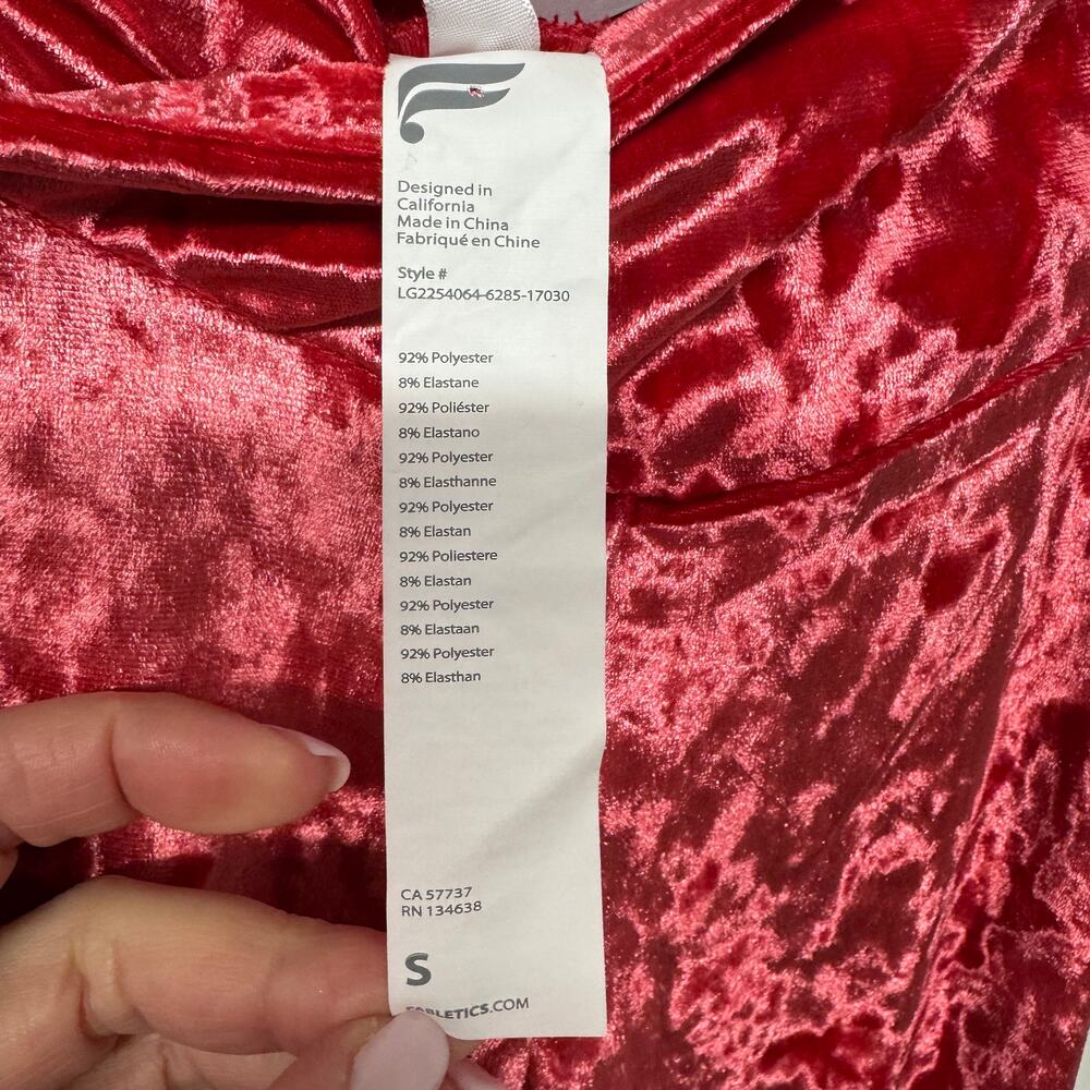 Fabletics High Waisted Crushed Velour Cross Over Leggings Strawberry Red Small - Picture 8 of 11
